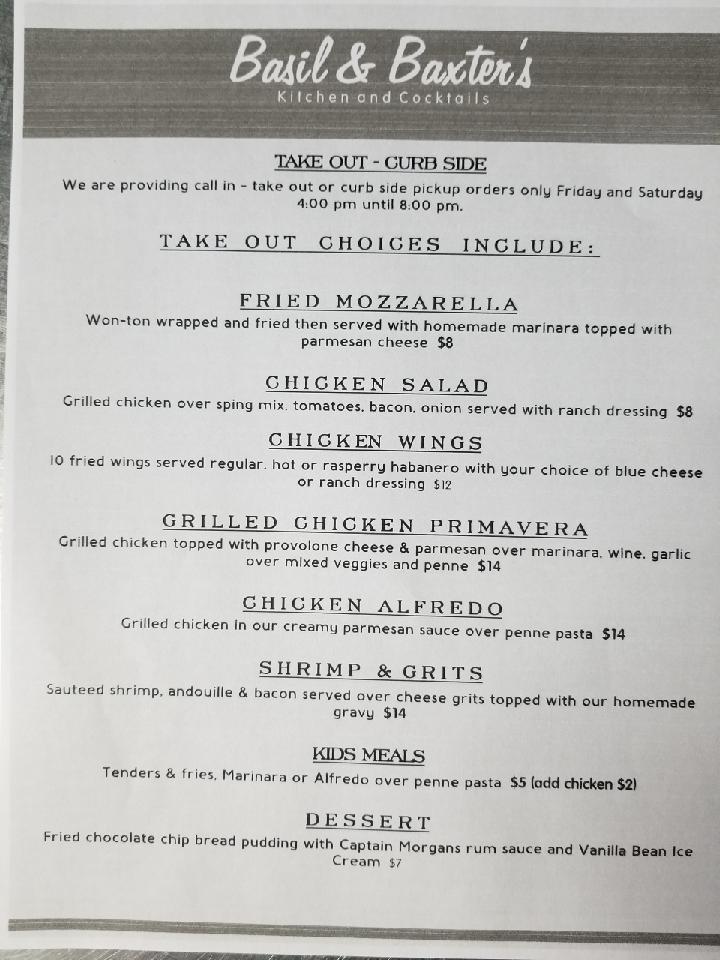 togo Basil & Baxter's Resturant