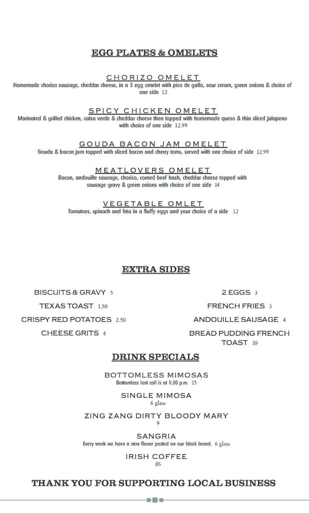 Brunch Menu PDF At Basil & Baxter's Basil & Baxter's Resturant