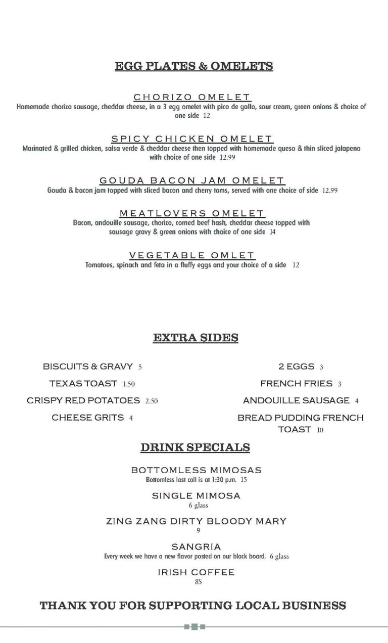 Brunch Menu PDF At Basil & Baxter's Basil & Baxter's Resturant
